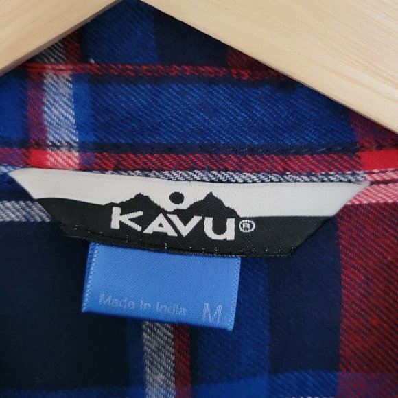 Kavu Plaid Flannel Long Sleeve Shirt - Medium - Blue/red/white - Picture 10 of 10